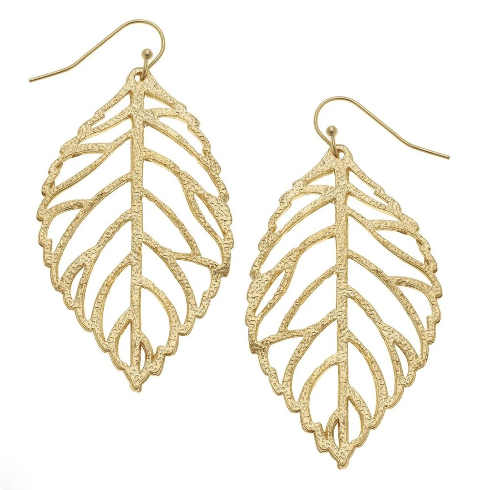 Susan Shaw Leaf Earrings with gift box and pouch